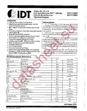 IDT71T75602S133BGG datasheet  